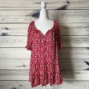 BeachLunchLounge Red Daisy Floral Print Flowy Top